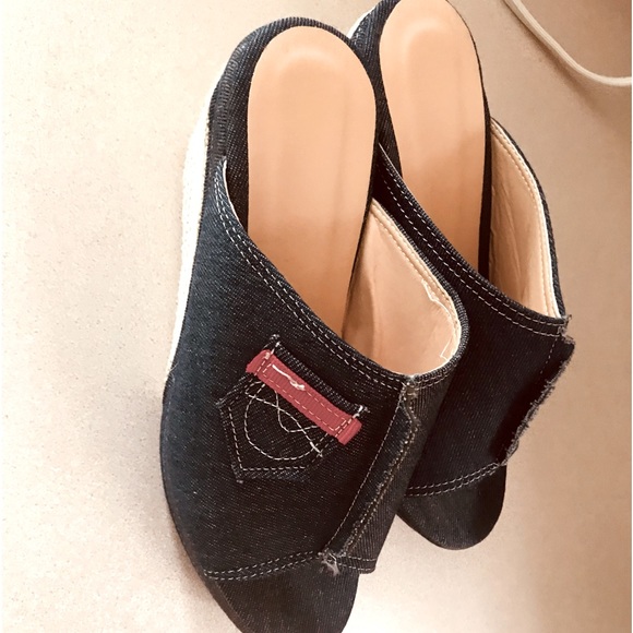 Women’s denim wedge told is summer shoes - Picture 1 of 5